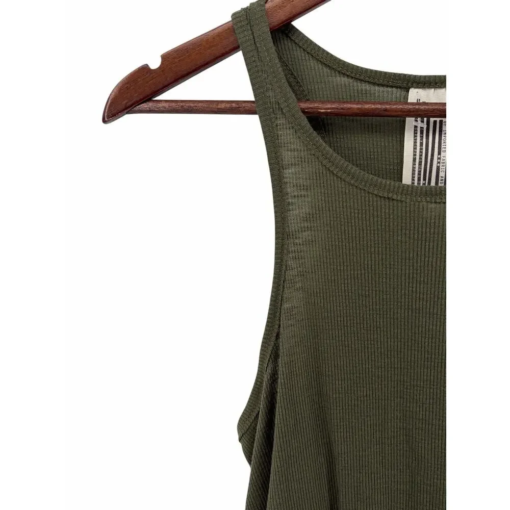 Free‎ People Army Green Knit Tank Top Women's XS Boho Minimalist Sleeveless